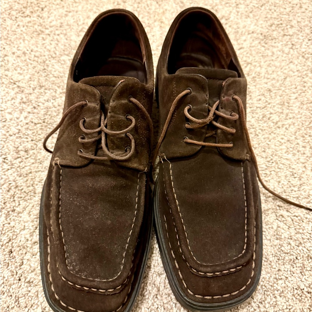 Ferragamo Brown Suede Lace-Up Casual Dress Shoes